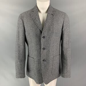 NEIMAN MARCUS Size 40 Wool Black & White Houndstooth Notch Lapel Sport Coat